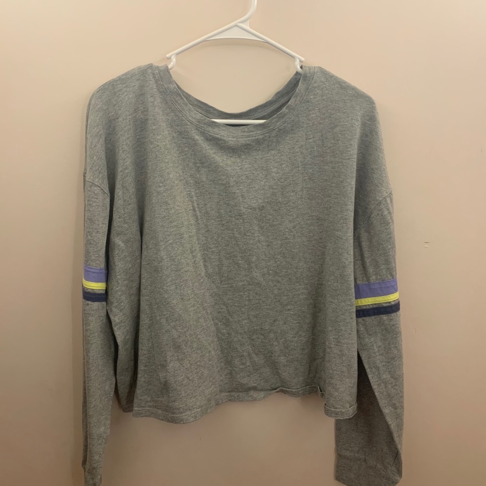 Grey Cropped Long Sleeve Shirt